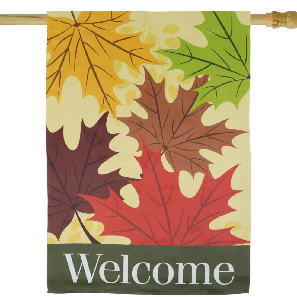 28" x 40" Red & Yellow Fall Leaves Welcome Outdoor House Flag