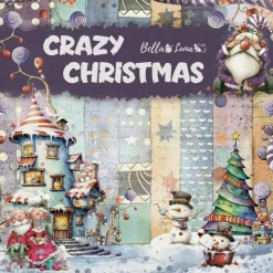 12x12 Scrapbook Paper Pack | CRAZY CHRISTMAS | BellaLuna Crafts | 12 Double Sided Sheets