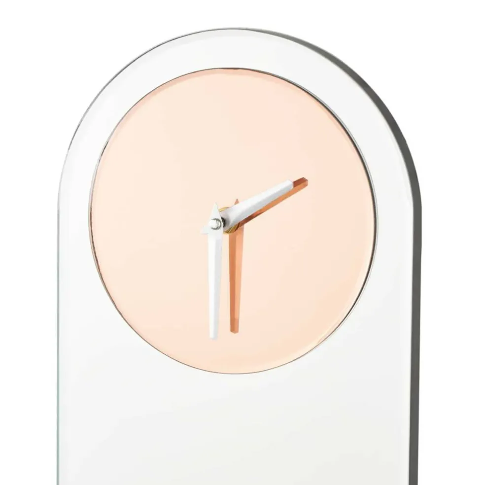 8" x 28" Silver Glass Decorative Wall Clock