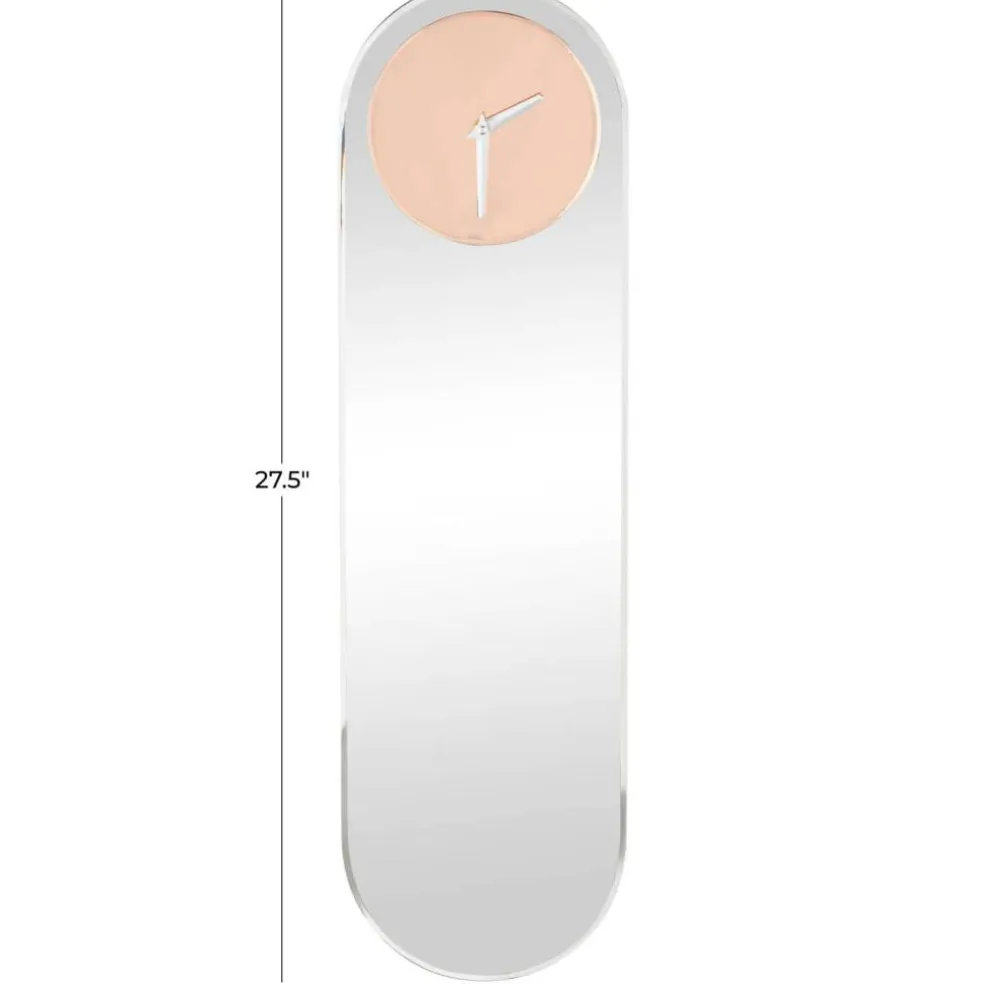8" x 28" Silver Glass Decorative Wall Clock