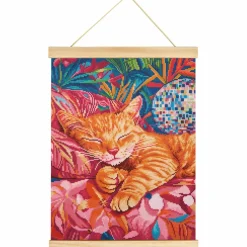 16" x 20" Sleeping Cat Diamond Art Kit with Wood Frame by Make MarketĀ®