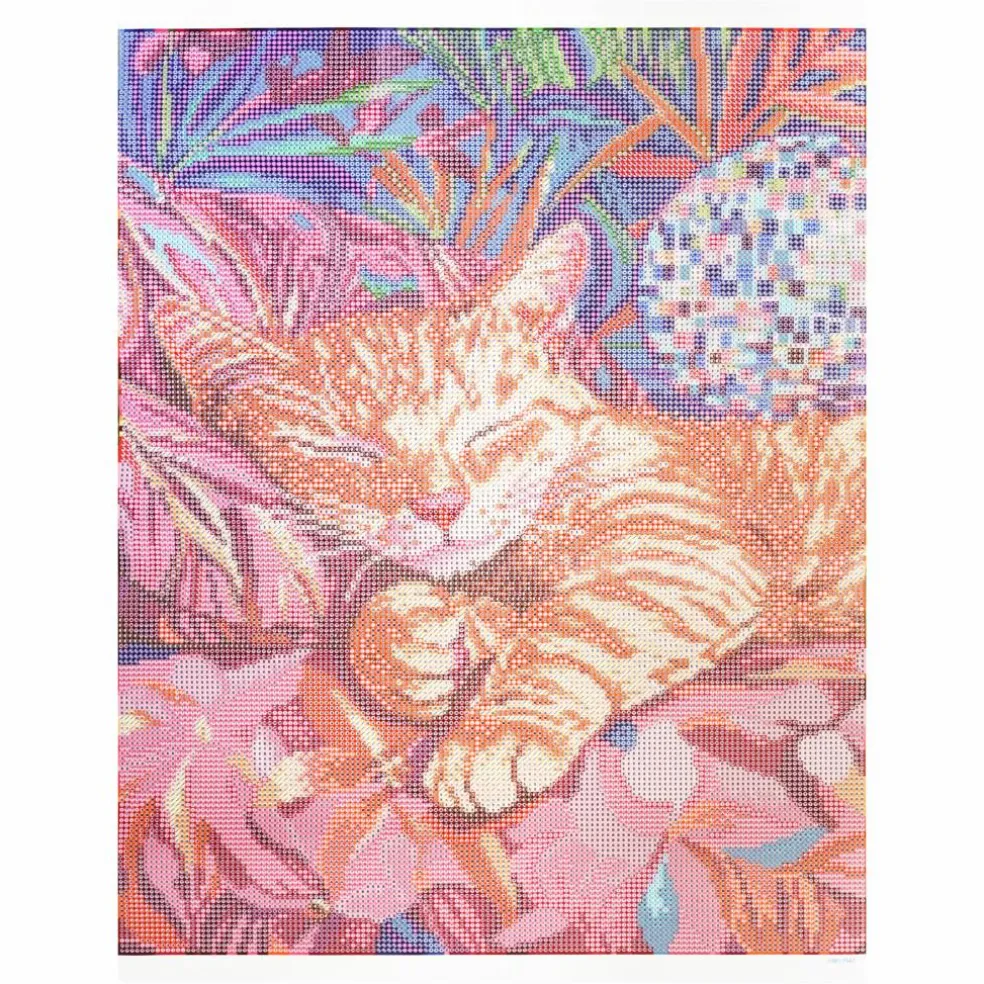16" x 20" Sleeping Cat Diamond Art Kit with Wood Frame by Make Market®
