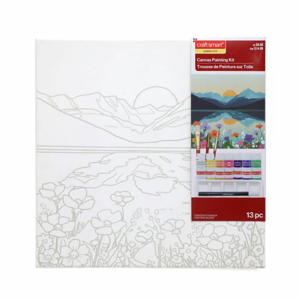 11" x 11" Summer Floral Mountain Canvas Painting Kit by Craft Smart®