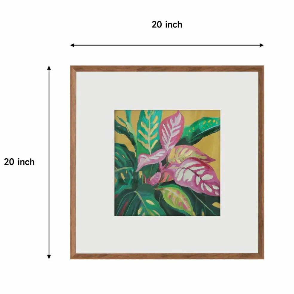 20" x 20" Vibrant Jungle Leaves Wall Décor in Woodgrain Frame by Ashland®