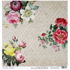 12" x 12" Vintage Floral Script Double-Sided Cardstock Paper by Recollections™