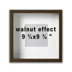 9 ¾x9 ¾" Walnut-Effect Frame with Acid-Free Mat & Plastic Front – Deep Design for Hanging or Standing, ALFTA Hook Compatible