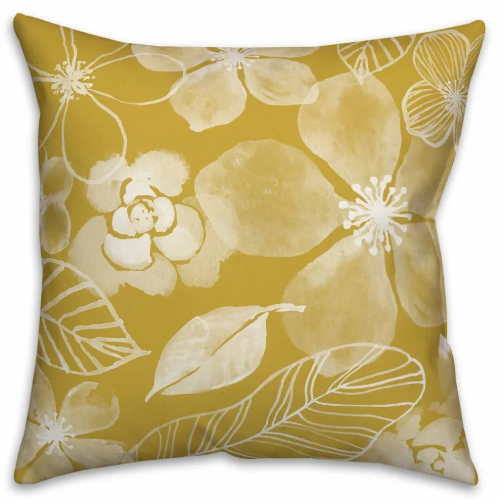 18" x 18" Watercolor Flowers Versatile Throw Pillow
