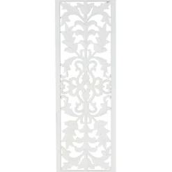 14" x 42" White Floral Carved Panel with Scroll Details Home Wall Décor