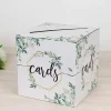 8" x 8" White Gold Greenery Theme Money Card Box Geometric Foil Print Events