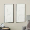 32" x 17" White Wood Geometric Home Wall Décor Set with Black Frame