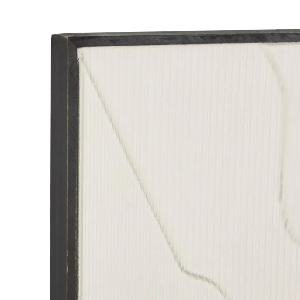 32" x 17" White Wood Geometric Home Wall Décor Set with Black Frame