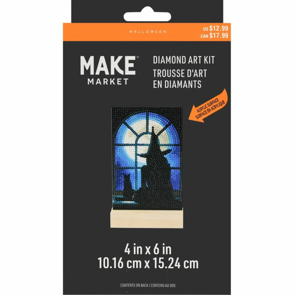 4" x 6" Witch Acrylic Surface Diamond Art Kit with Wood Stand by Make Market®