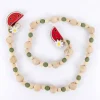 44x3x1 Watermelon wood Bead garland