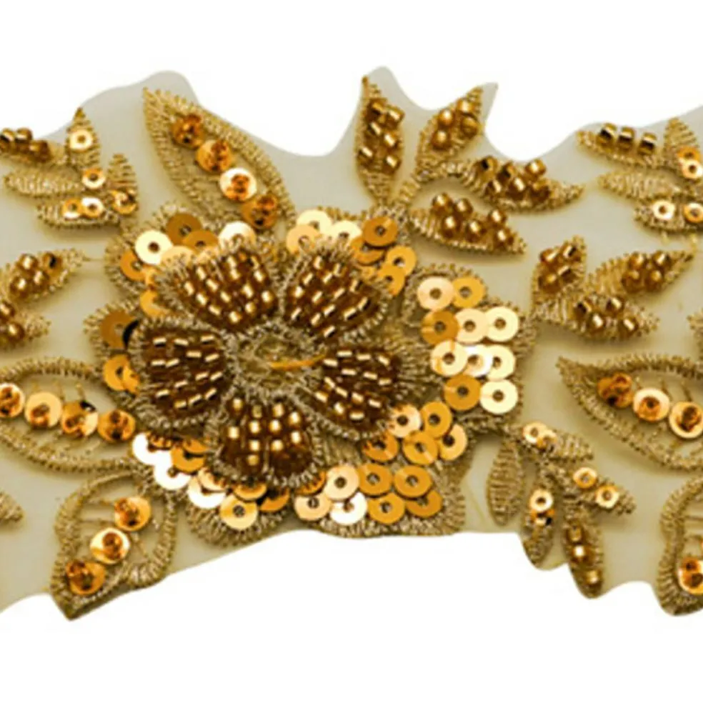 2 1/2"x 10 yards Gold Beaded Sequin Trim