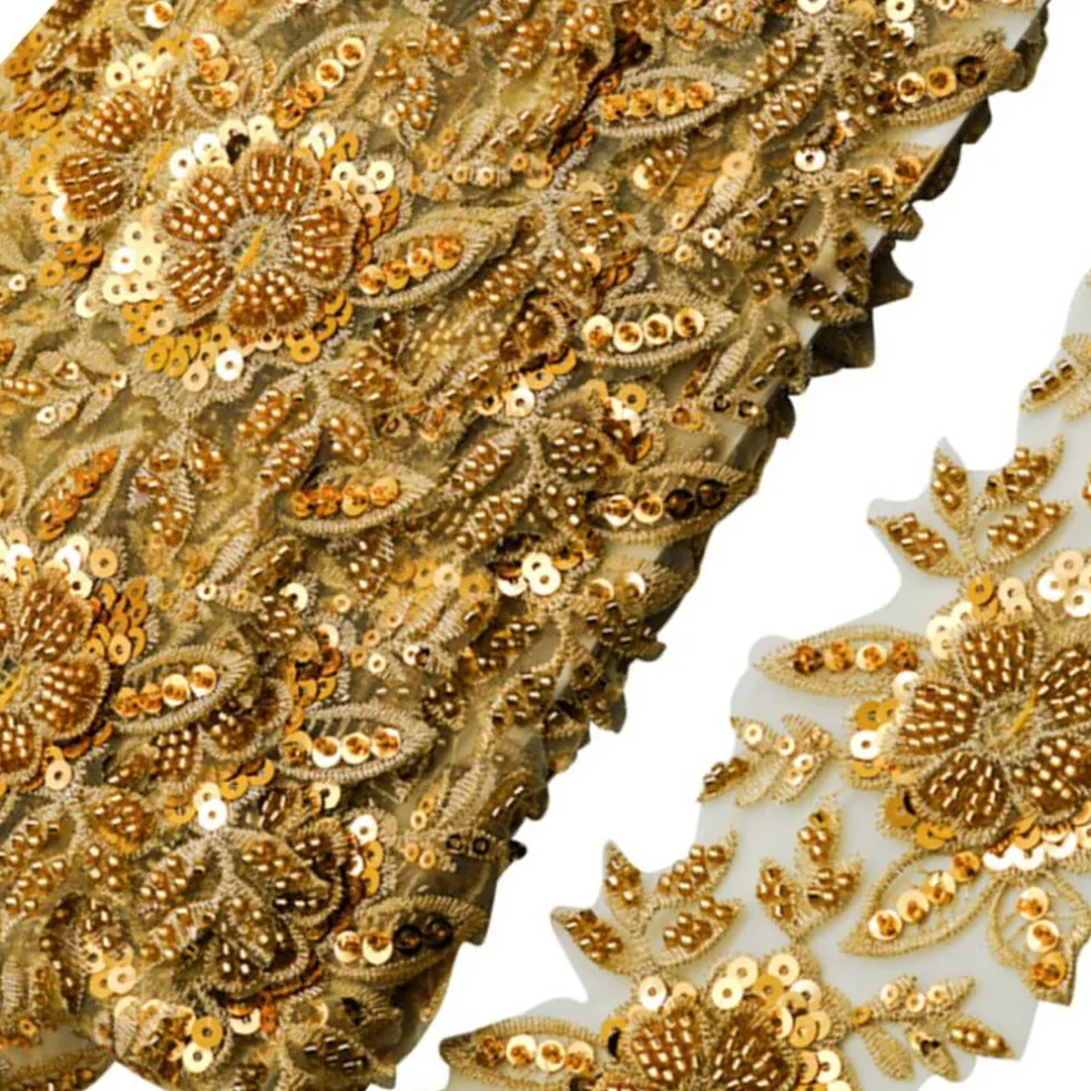 2 1/2"x 10 yards Gold Beaded Sequin Trim