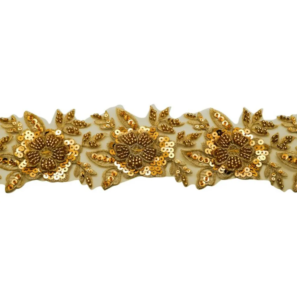 2 1/2"x 10 yards Gold Beaded Sequin Trim