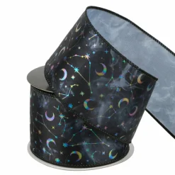 2.5" x 6.6yd. Black Foil Sky Wired Ribbon by Celebrate It®