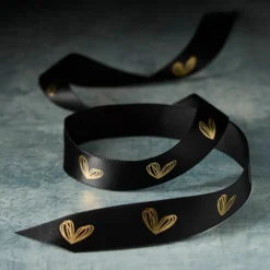 5/8" x 7yd. Black & Gold Heart Ribbon by Celebrate It™ Classic