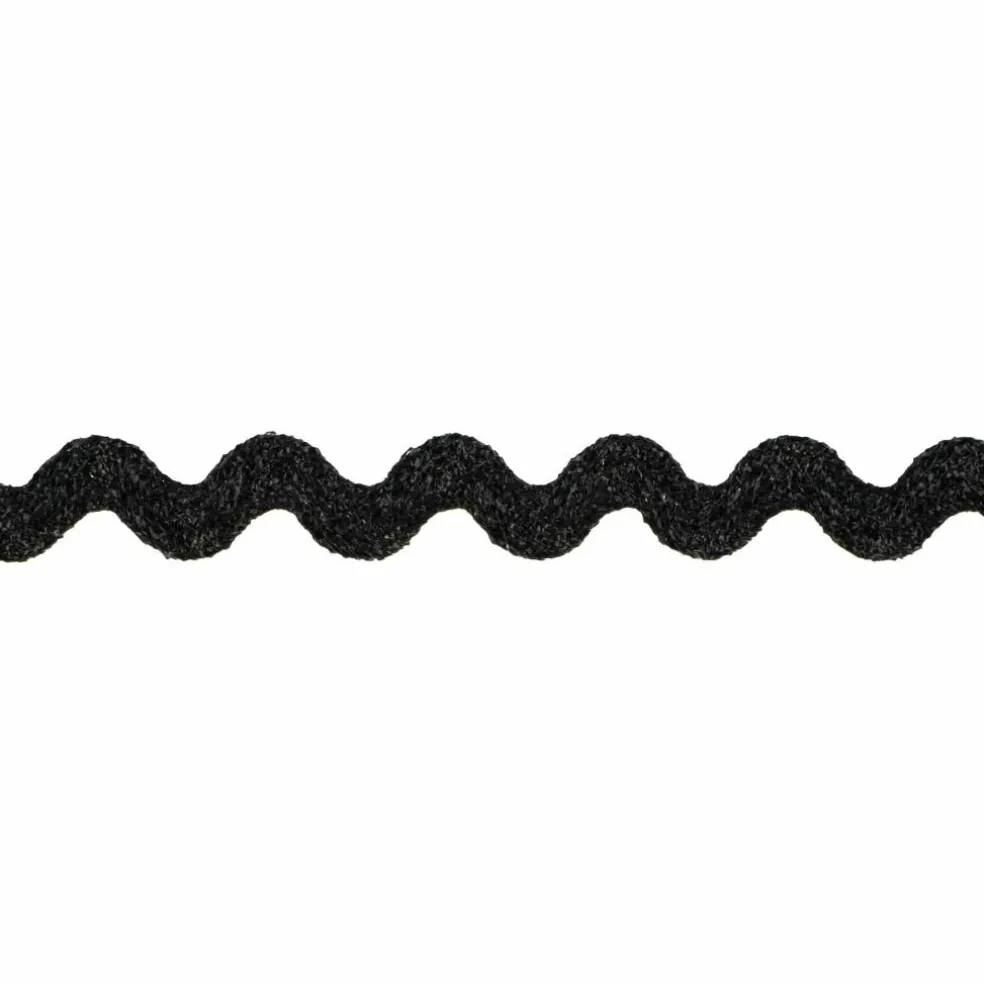 3/8" x 4yd. Black Metallic Rick Rack Ribbon by Celebrate It®