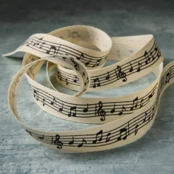 5/8" x 7yd. Black Music Staff Faux Linen Ribbon by Celebrate It® Classic