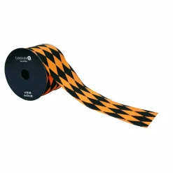 2.5" x 6.6yd. Black & Orange Diamond Wired Pongee Ribbon by Celebrate It®