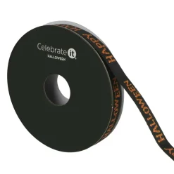 3/8" x 4yd. Black & Orange Glitter Happy Halloween Ribbon by Celebrate It®