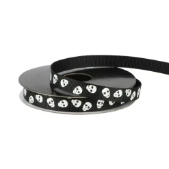 3/8" x 4yd. Black & Silver Skulls Ribbon by Celebrate It®