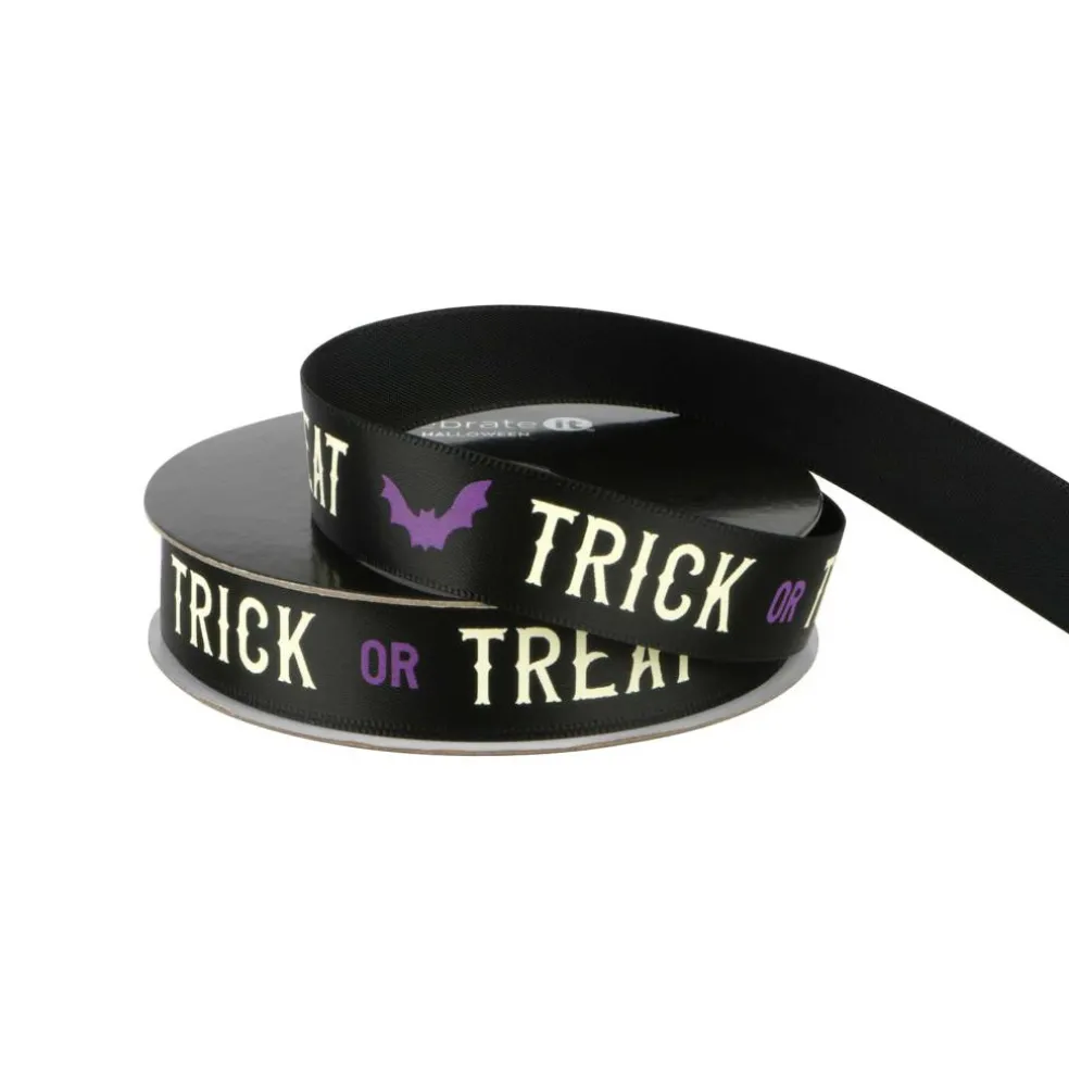 5/8" x 4yd. Black Trick or Treat Ribbon by Celebrate It®