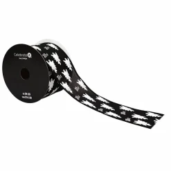 2.5" x 6.6yd. Black & White Boo Ghost Taffeta Wired Ribbon by Celebrate It®