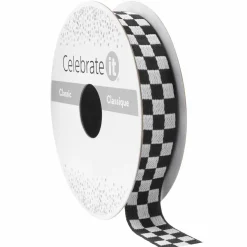 5/8" x 7yd. Black & White Checkered Ribbon by Celebrate It™ Classic