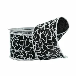 2.5" x 6.6yd. Black & White Spiderweb Wired Taffeta Ribbon by Celebrate It®