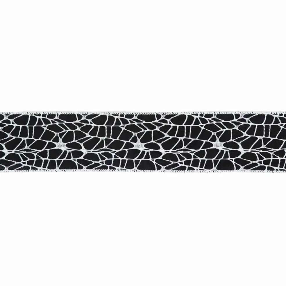 2.5" x 6.6yd. Black & White Spiderweb Wired Taffeta Ribbon by Celebrate It®