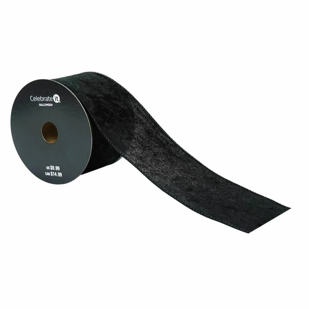 2.5" x 6.6yd. Black Wired Velvet Ribbon by Celebrate It®