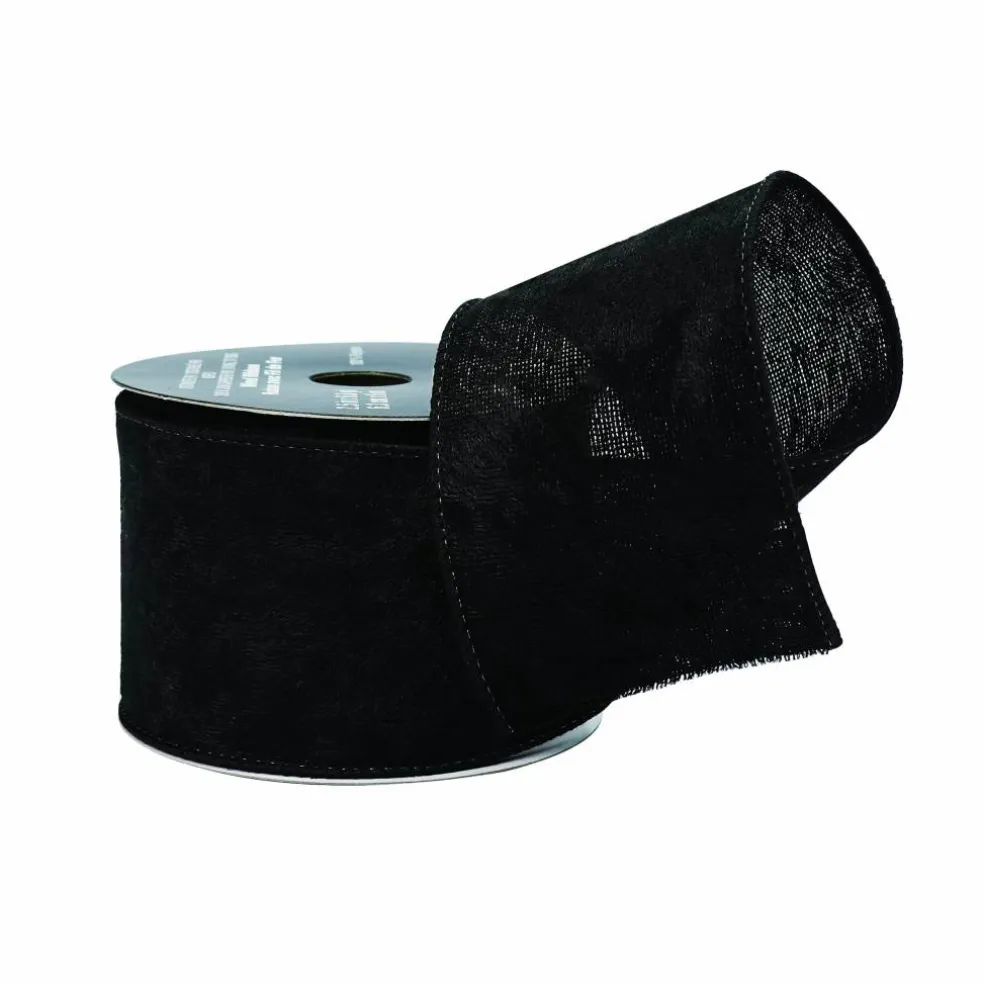2.5" x 6.6yd. Black Wired Velvet Ribbon by Celebrate It®