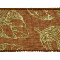 2.5" x 6.6yd. Brown & Gold Leaf Wired Ribbon by Celebrate It®