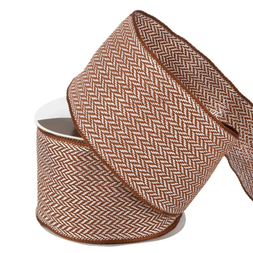 2.5" x 6.6yd. Brown & White Wired Tweed Ribbon by Celebrate It®