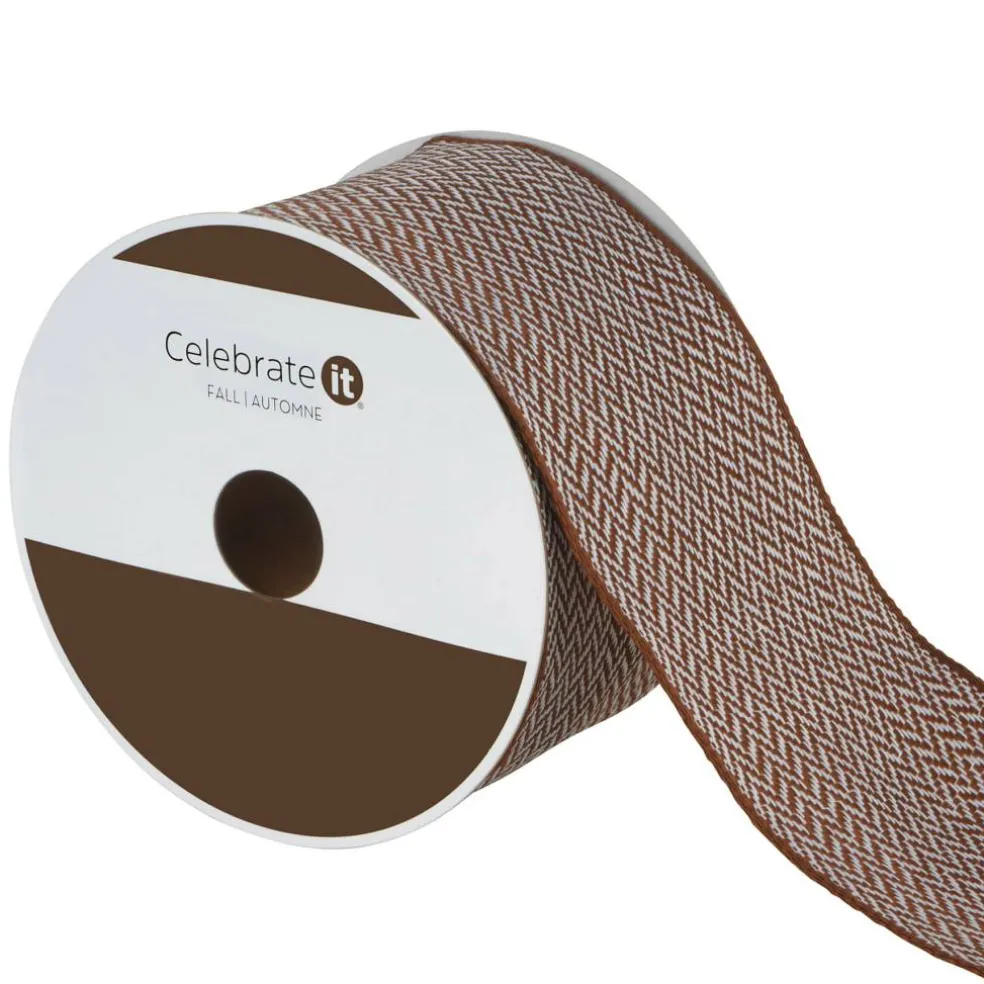 2.5" x 6.6yd. Brown & White Wired Tweed Ribbon by Celebrate It®