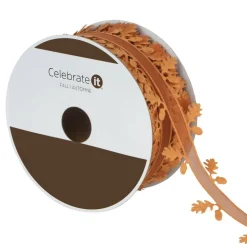 1.5" x 10yd. Burnt Orange Leaf Cutout Ribbon by Celebrate It®