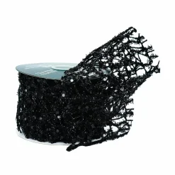 2.5" x 6.6yd. Chunky Black Glitter Web Ribbon by Celebrate It®