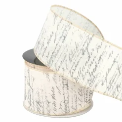 2.5" x 6.6yd. Cursive Writing Wired Ribbon by Celebrate It®