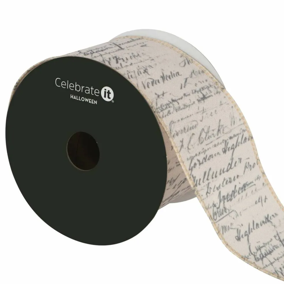 2.5" x 6.6yd. Cursive Writing Wired Ribbon by Celebrate It®