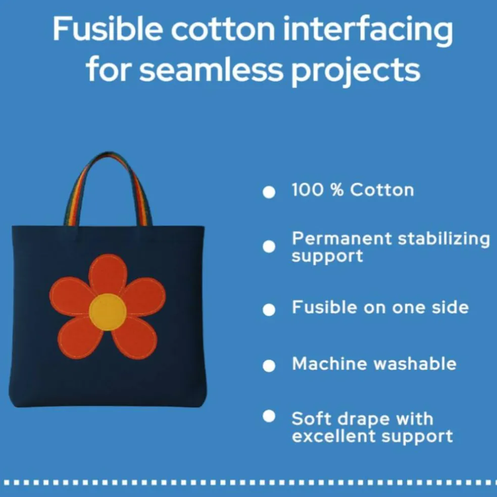 9" x 5 yd Fusible White 100% Cotton Woven Iron On Interfacing