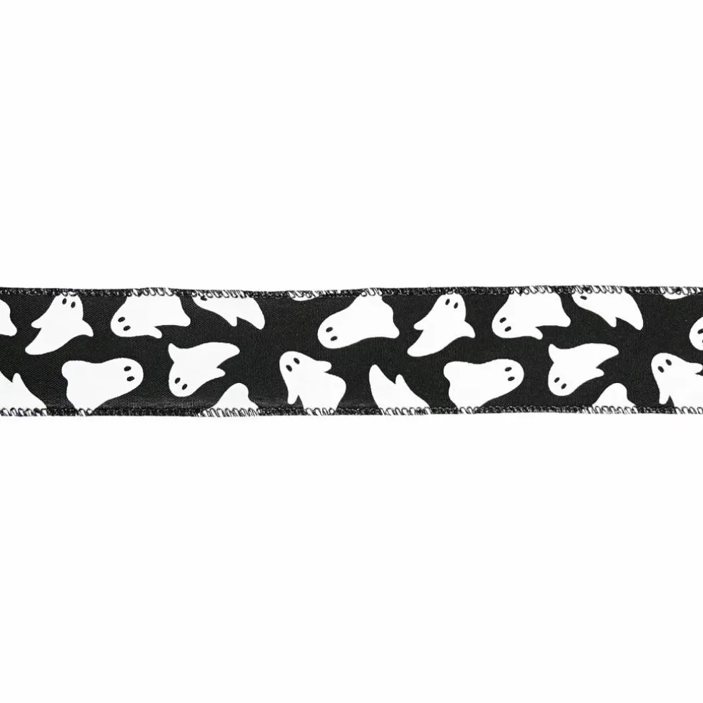 1.5" x 10yd. Glow-in-the-Dark Ghosts Wired Pongee Ribbon by Celebrate It®
