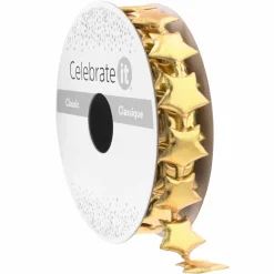 5/7" x 3yd. Gold Metallic Star Ribbon by Celebrate It® Classic