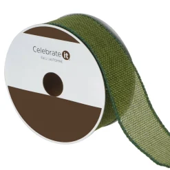 1.5" x 10yd. Green Wired Faux Burlap Ribbon by Celebrate It®