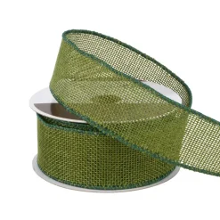 1.5" x 10yd. Green Wired Faux Burlap Ribbon by Celebrate It®