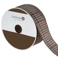 1.5" x 10yd. Multicolor Fall Houndstooth Wired Ribbon by Celebrate It®