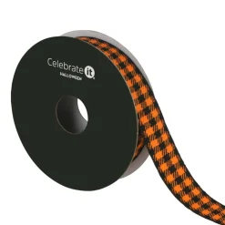 5/8" x 4yd. Orange & Black Check Ribbon by Celebrate It®