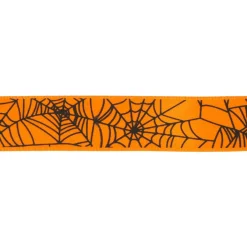 5/8" x 4yd. Orange & Black Spiderweb Ribbon by Celebrate It®