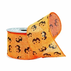 2.5" x 6.6yd. Orange Pumpkin Wired Faux Linen Ribbon by Celebrate It®